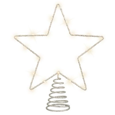 Kerst ster piek - met LED verlichting - steady - warm wit - H27 cm