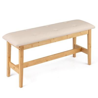 100 cm Kunstleren Beklede Voetenbank Bamboe Beklede Kruk Moderne Bedbank