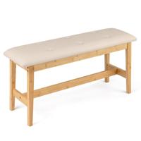 100 cm Kunstleren Beklede Voetenbank Bamboe Beklede Kruk Moderne Bedbank