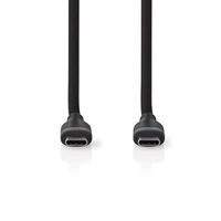 Nedis USB-Kabel | USB 2.0 | USB-C Male | USB-C Male | 60 W | 480 Mbps | Vernikkeld | 1.50 m | Rond | Silicone | Zwart | Doos - CCGB60820BK15