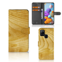 Samsung Galaxy A21s Book Style Case Licht Hout - thumbnail