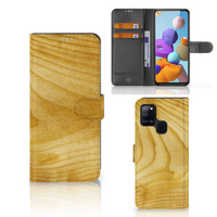 Samsung Galaxy A21s Book Style Case Licht Hout