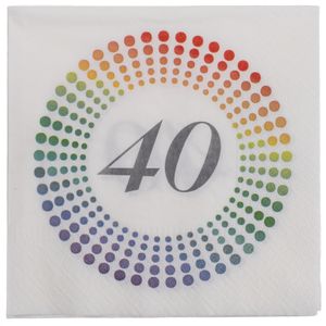 20x Leeftijd 40 jaar witte confetti servetten 33 x 33 cm   -