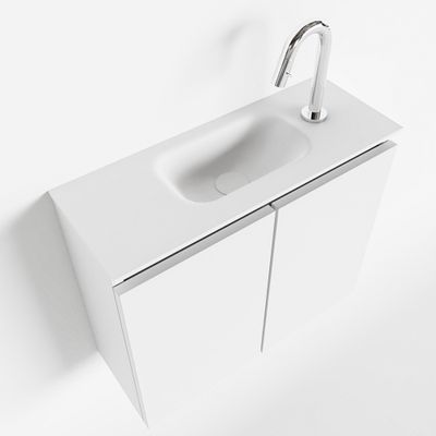 Toiletmeubel Mondiaz Ture | 60 cm | Meubelkleur Talc | Eden wastafel Talc Midden | 1 kraangat