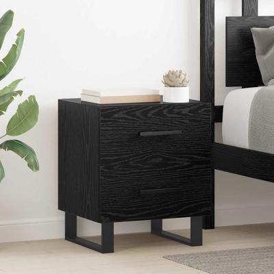 Bedside kasten 2 pcs Zwart eiken 40 x 35 x 47,5 cm Bewerkt hout