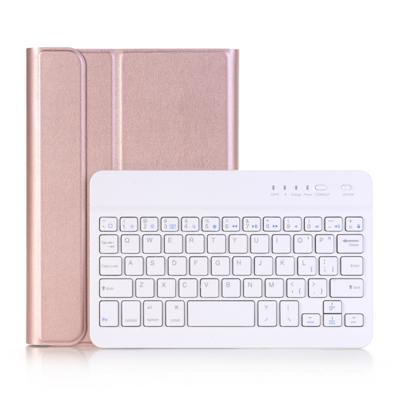 A05 Bluetooth 3 0 ultradunne ABS afneembare Bluetooth toetsenbord lederen draagtas voor iPad Mini 5 met houder (Rose Gold)
