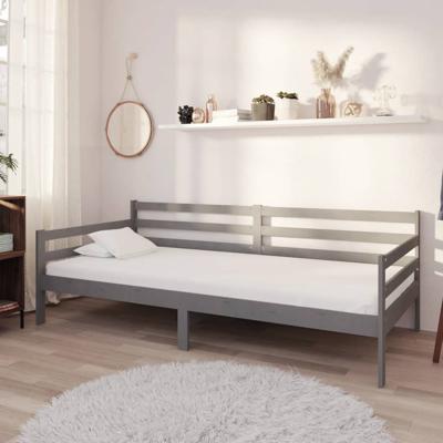 Slaapbank massief grenenhout grijs 90x200 cm