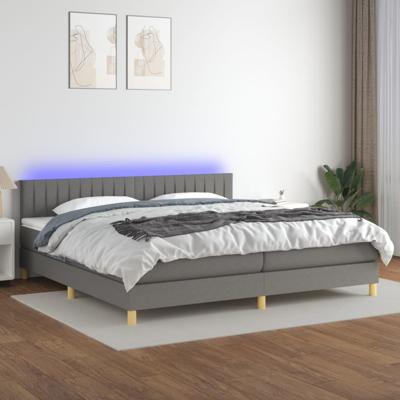Boxspring met matras en LED stof donkergrijs 200x200 cm