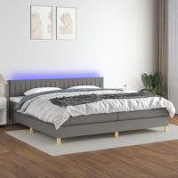 Boxspring met matras en LED stof donkergrijs 200x200 cm