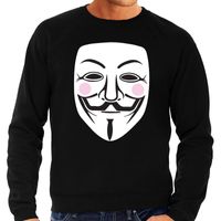 Zwarte trui / sweater met Vendetta / Anonymous bedrukking voor heren 2XL  - - thumbnail