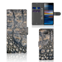Sony Xperia 10 | Telefoonhoesje | Met pasjeshouder | Krokodillenprint