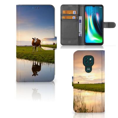Motorola Moto G9 Play | E7 Plus | Telefoonhoesje | Met pasjeshouder | Koe