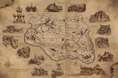 Poster Skyrim - Illustrated Map 91,5x61cm