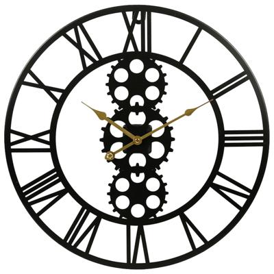 Ostaria Wandklok/muur klok - open uurwerk - D50 cm - metaal - zwart