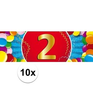 10x 2 jaar leeftijd stickers verjaardag versiering   -