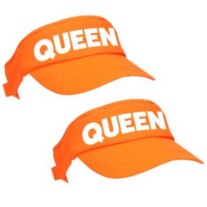 2x stuks oranje Queen zonneklep / pet Koningsdag voor dames en heren