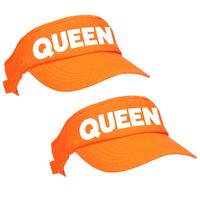 2x stuks oranje Queen zonneklep / pet Koningsdag voor dames en heren   - - thumbnail