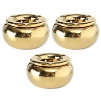 3x stuks gouden terras asbakken/storm asbakken 14 cm