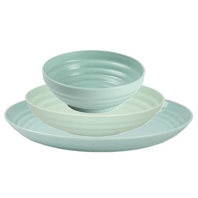 Plasticforte camping borden set - groen - kunststof - 3 soorten - 18x stuks - onbreekbaar servies
