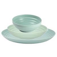 Plasticforte camping borden set - groen - kunststof - 3 soorten - 18x stuks - onbreekbaar servies