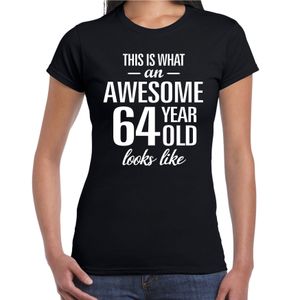 Awesome 64 year / 64 jaar cadeau t-shirt zwart dames