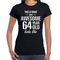 Awesome 64 year / 64 jaar cadeau t-shirt zwart dames