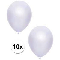 10x Witte metallic ballonnen 30 cm