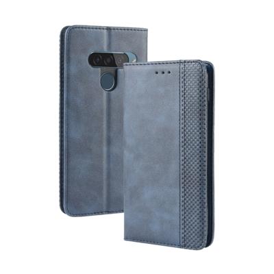 Magnetische Buckle retro Crazy Horse textuur horizontale Flip lederen case voor LG G8S ThinQ met houder & kaartsleuven & fotolijstjes (blauw)