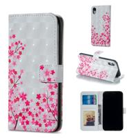 Sakura patroon horizontale Flip lederen case voor iPhone XR met houder & kaartsleuven & foto frame & portemonnee