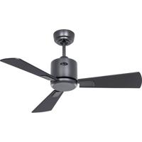 CasaFan ECO NEO III 92 BG-SW/TK WiFi Flügel Schwarz/Teak Plafondventilator 12 W (Ø x h) 92 cm x 360 mm Basaltgrijs Met afstandsbediening, Timer, Met