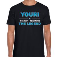 Naam cadeau t-shirt Youri - the legend zwart voor heren