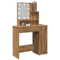 Kaptafel met LED-verlichting 86,5x35x136 cm artisanaal eiken