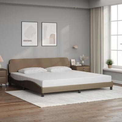 Bedframe met hoofdbord kunstleer cappuccinokleurig 200x200 cm