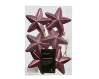 Ster kunststof L2b7,5h7 cm roze 6 st Decoris - Decoris