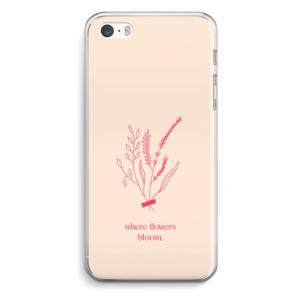 Where flowers bloom: iPhone 5 / 5S / SE Transparant Hoesje