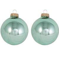 24x Seafoam groene glazen kerstballen glans 7 cm kerstboomversiering - thumbnail