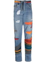 Greg Lauren jean fuselé à design patchwork - Bleu