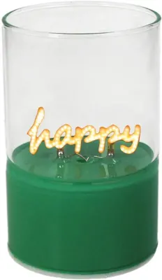 Kersten ornament glas happy 6.5x10cm groen, transparant