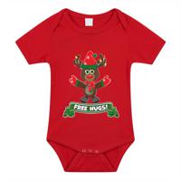 Kerst baby rompertje - rood - rendiertje - free hugs - Kerst cadeau