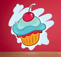Sticker Cupcake met kers
