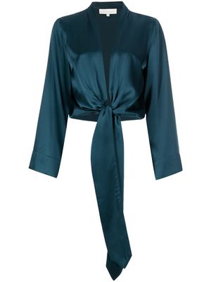 Michelle Mason blouse ceinturée à manches longues - Bleu