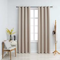 VidaXL Gordijn verduisterend met metalen ringen 2 st 140x225 cm beige