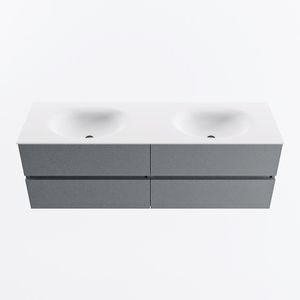 MONDIAZ VICA 150cm badmeubel onderkast Plata 4 lades. Wastafel MOON dubbel 2 kraangaten, kleur Talc.