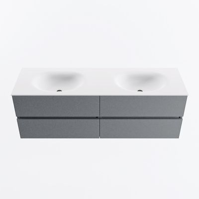 MONDIAZ VICA 150cm badmeubel onderkast Plata 4 lades. Wastafel MOON dubbel 2 kraangaten, kleur Talc.