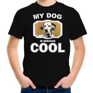 Dalmatier honden t-shirt my dog is serious cool zwart voor kinderen