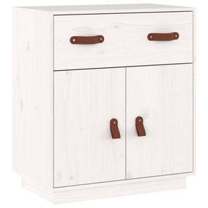 The Living Store Dressoir Massief Grenenhout - Opbergkast - Wit - 65.5 x 40 x 75 cm