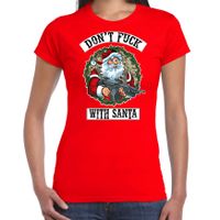 Fout Kerstshirt / outfit Dont fuck with Santa rood voor dames - thumbnail