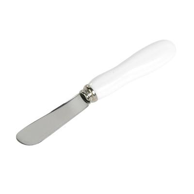 Botermessen set 6x stuks - smeermessen - RVS/Porselein - 18 cm - kruidenboter/tapenade mesjes