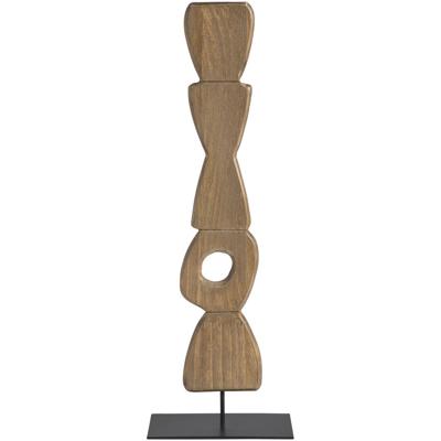 Leen Bakker - Object Toti - Naturel - 39x13x8 Cm - Hout/Metaal - Zwart#Crème