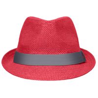 Rood gevlochten hoedje met donkergrijs band L/XL (58 cm)  -